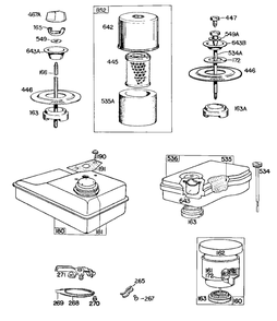 Air Cleaner Grp, Fuel Grp Diagram and Parts List for 60111-0165-XX  Briggs and Stratton Engine